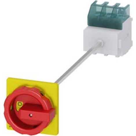 Interruttore principale/di emergenza 3P 63A 22kW AC23A 400V montaggio a piastra con albero pomello giallo-rosso 4 fori 3LD2514-0TK53 (1/3)