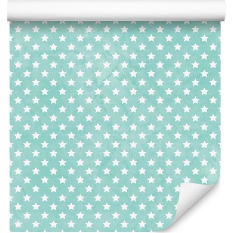 Carta da parati con stelle color menta, piccolo dettaglio per soggiorno e camera da letto 50x1000 cm (1/5)