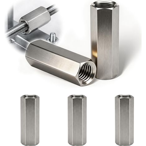 5 Pièces Écrou Long Hexagonal M6x20 mm, Manchons Filetés en Acier Inoxydable, Écrou de Couplage, Douille de Rallonge, Écrous de Tige Longue, Filetage Métrique Intérieur Droit Droite pour L'industrie (1/5)