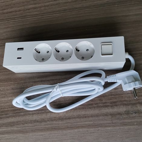 Prise standard européenne à 3 voies avec PD 20 W, multiprise blanc ivoire de bureau haut de gamme, norme européenne 4 000 W (1/4)