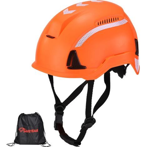 Schutzhelm Typ 2, Bau- und Kletterhelm EN397 & EN12492, Arbeitshelm mit Kinnschutz, Belüftung, Reflektorstreifen und drehbarem 53-64 cm-Verstellrad (1/5)