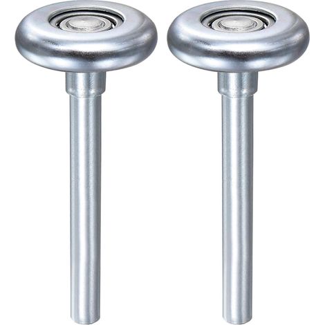 2Pcs 1.8" Zinc Plated Steel Garage Door Rollers For 2" Garage Track, 3.31" Long Rods, Silent Wheels, 10 Ball Bearings, Silver (1/5)