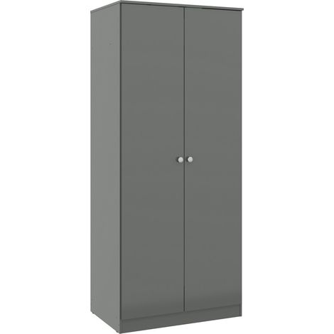 Denver 2 Door Wardrobe - L48 x W175 x H75 cm - Grey Gloss