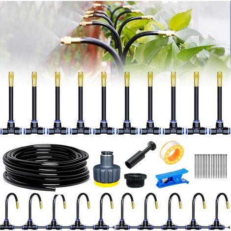 1 Kit Arrosage Automatique 10m Tuyau Pe Buses Laiton 360° Jardin Serre