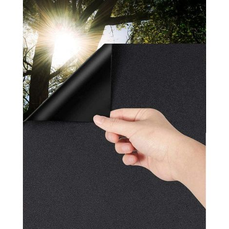 Film occultant pour fenêtre Film de verre dépoli auto-adhésif 90 % bloquant la lumière Autocollant teinté foncé pour chambre de bébé, sommeil de jour, etc. (Noir-30 100 cm) (1/5)