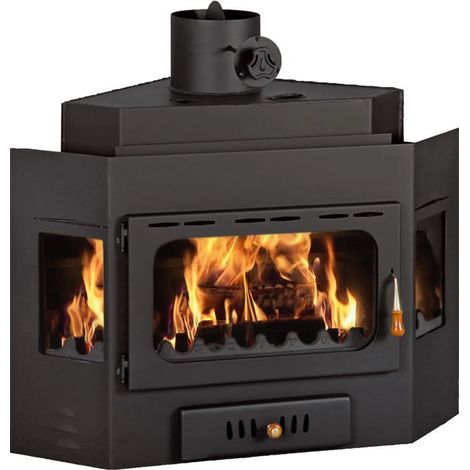 Prity – Inserto per caminetto ad acqua 26,1 kW – Scambiatore di calore 34 litri – Installazione salvaspazio – Per riscaldamento centralizzato (1/4)