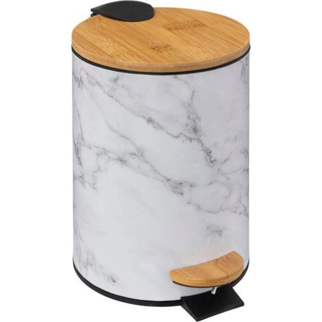 Poubelle à Pédale Imprimé Marbre "Léa" 3L Blanc (1/5)