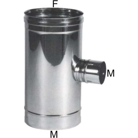 MARAL GOMITO T INOX 10 LATERALE 8 M Acciaio inox Aisi 316L Finitura lucida Monoparete Certificazione V2 Diametro ingresso 10 cm uscita laterale 8 cm Prodotto fornito senza guarnizione colore A (1/2)