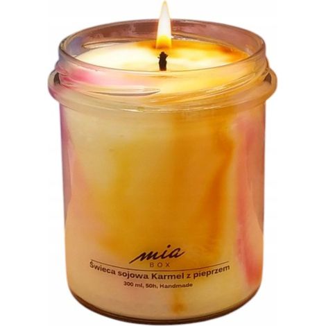 Candela di soia marmorizzata al caramello e pepe rosa 240g