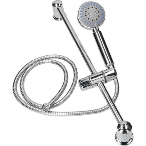 TrAdE Shop Traesio - Set Doccia Con Asta Saliscendi Soffione Doccetta 5 Getti D'acqua Tubo Flessibile Da 1,5mt - (1/3)
