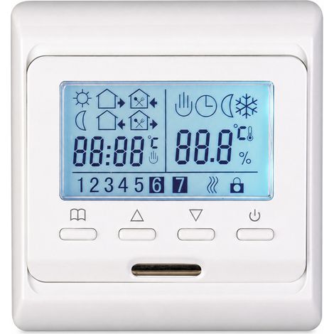 Thermostat E51.716 16 A pour chauffage électrique et plancher chauffant, LCD programmable 7 jours, double température et commande (1/5)