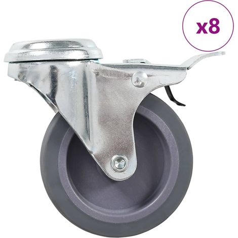 8 Stk. Lenkrollen mit Rückenloch 75 mm