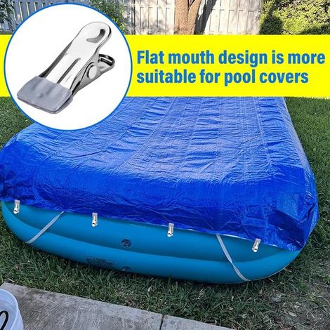 Clip-Clamp-Powders Metall 40 Stück Poolabdeckungsklammern multifunktionale Winterabdeckungsklammern für Aufstellpools Wäscheklammern aus für Edelstahl (1/4)