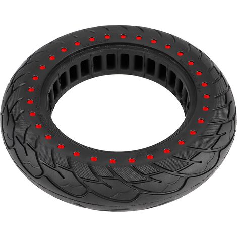 10-inch electric scooter with 10x2.125 solid tire with red dot inner hole, foldable scooter, puncture-proof and burst-resistant tire. (1/4)