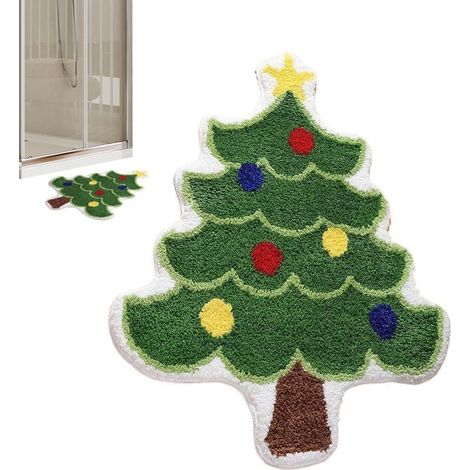40x60cm Tapis de Noël d'intérieur Tapis de douche arbre de Noël Père Noël Tapis antidérapant et absorbant l'eau pour la maison, l'intérieur et l'extérieur, la cuisine, la salle de bain, le salon (1/5)