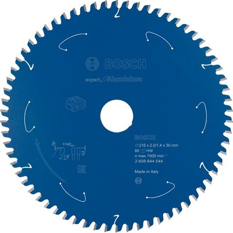 Bosch – Lame de scie circulaire pour aluminium 216mm – 66 dents – Alésage 30mm – MicroteQ-Carbide – Coupe nette – 2608644544 (1/7)
