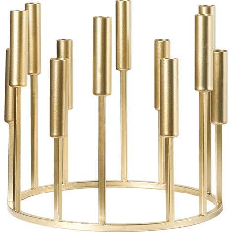 Candelero para 12 velas decoración minimalista base redonda dorado Trafaria