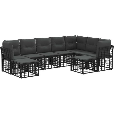 Outdoor-Sofagarnitur Schwarz und Dunkelgrau Polyester vidaXL