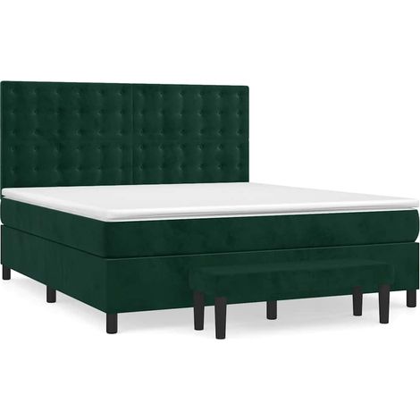 Maison Exclusive - Giroletto a Molle con Materasso Verde Scuro 180x200 cm Velluto (1/5)