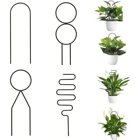 QORVA-4 Morceaux d'aide à l'escalade pour Les Plantes D'intérieur, Métal Tuteur Plante de Forme, Tuteur Plante Grimpante Intérieur, Utilisés pour Les Mini Vignes (Noires)