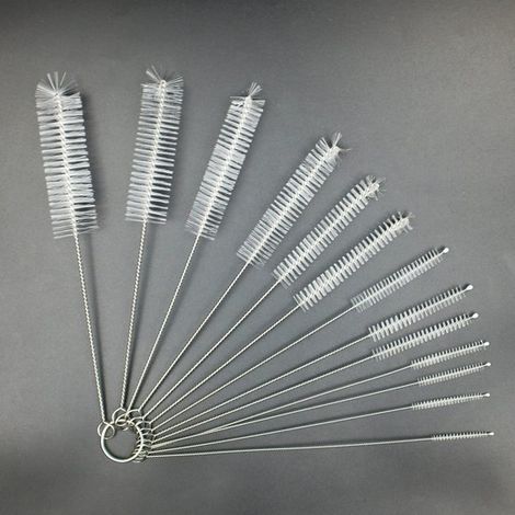 Set di spazzole in nylon da 20 cm per la pulizia di tubi, spazzole lunghe per tubi e bottiglie, spazzole flessibili per la pulizia di tubi, tastiere, vetro e punti difficili da raggiungere. (1/5)