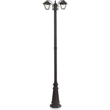 V-TAC Lampione LED con Doppio Portalampada a Lanterna 2E27 Colore Nero Opaco h: 228cm IP44 (1/5)