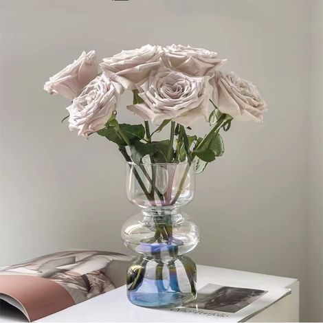 Vase Moderne en Verre hydroponique - Vase à Bulles en Verre pour Fleurs - Vase géométrique en Verre à Trois Couches pour la décoration de la Maison, du Bureau, du Mariage, de la fête (Transparent (1/5)