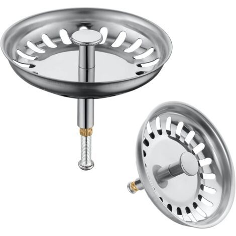 Crépine d'évier de cuisine 79 mm, bouchon d'évier en acier inoxydable, lot de 2, crépine anti-obstruction, s'adapte à la plupart des éviers de cuisine, améliore la commodité de la cuisine (1/5)