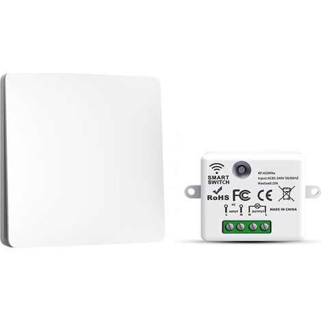RF433 Lot de 1 interrupteurs d'éclairage sans fil sans fil sans fil avec émetteur et contrôleur récepteur 10 A 240 V (1/5)