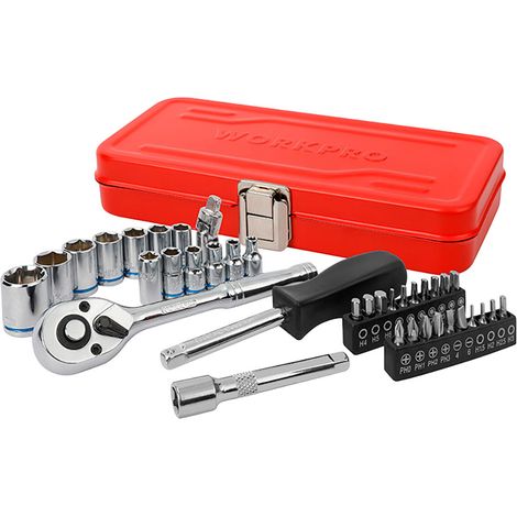 Llave de carraca, ¼ pulg, juego 37 piezas