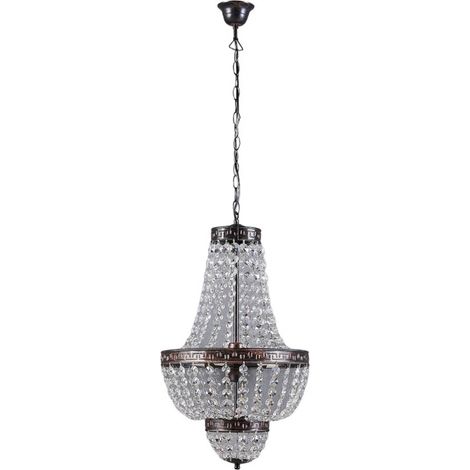 Lindby – Suspension à intensité variable Jorve en cristal – Design antique avec chaînes en cristal – Pour salon et salle à manger – Éclairage scintillant (1/5)