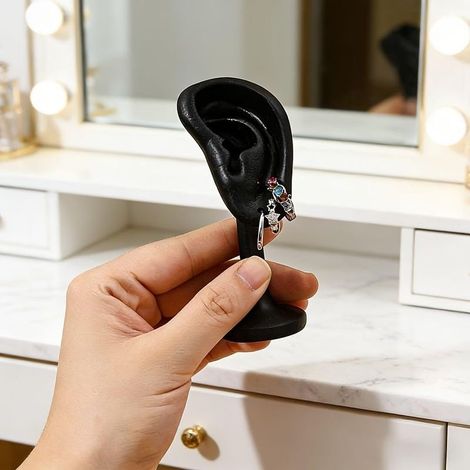 Présentoir de boucles d'oreilles en forme d'oreille, support de boucles d'oreilles, décoration de chambre pour femme, noir Couleur: Noir (1/5)