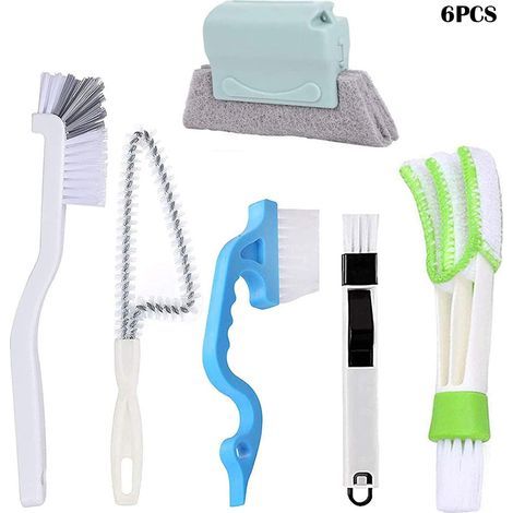 Lot de 6 brosses de nettoyage pour rainures de fenêtre, porte, nettoyage de tous les coins et espaces,kit de nettoyage pour tous les coins et espaces (1/5)
