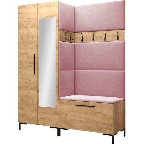 Meuble d'entrée Nomal IX, Manila 09, 196x158x46cm, Disponible, Stratifié, Tissu, Murale, À poser