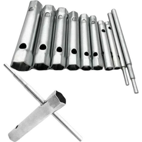 Jeu de 10 clés serre-tubes 6 à 22 mm, clés serre-tubes, clés à bougies pour serrage des bougies, démontage/montage des robinets et mitigeurs (1/4)