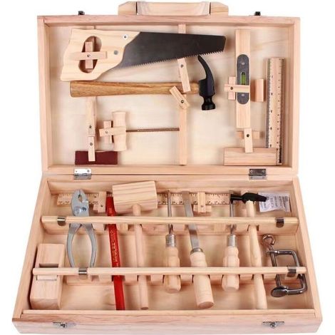 Ensemble D'Outils Pour Enfants Boite A Outils D'Entretien Menuisier Outils Reels Demontage Et Assemblage Boite A Bois Multifonctionnelle 16 Pieces-Fei Yu (1/5)