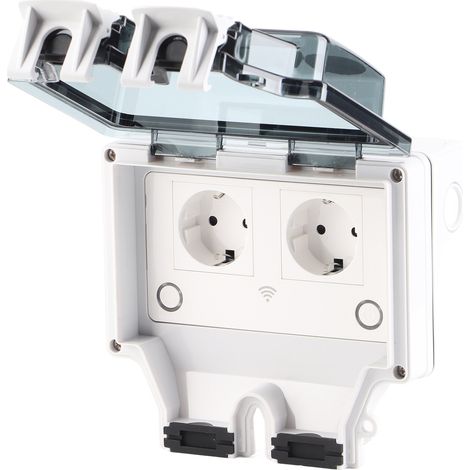 Prise Exterieure Etanche-Prise extérieure étanche Ip66 Avec interrupteur Témoin lumineux-16A 110-250V style européen - Prise de jardin Pour l'extérieur Cour intérieure (1/5)