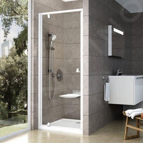 Ravak Pivot - Porte de douche pivotante, 900 mm, blanc/chrome/verre clair 03G70100Z1 (1/5)
