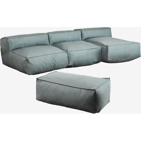 Sofá modular chaise longue de 3 piezas y puff para jardín Dojans SKLUM             