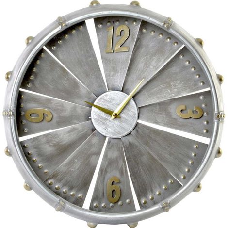 Horloge Murale Turbine en Métal Galvanisé Gris (1/3)