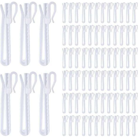 Confezione da 80 ganci per tende in plastica, ganci regolabili per pieghe, sistema a cricchetto per tende da finestra, porta e doccia (85 mm/3,35 pollici) (1/4)