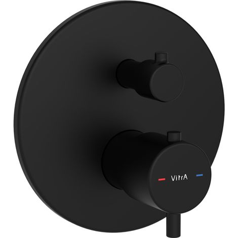 Vitra Round Thermostatic Concealed Shower Valve 2 Outlet - Matte Black