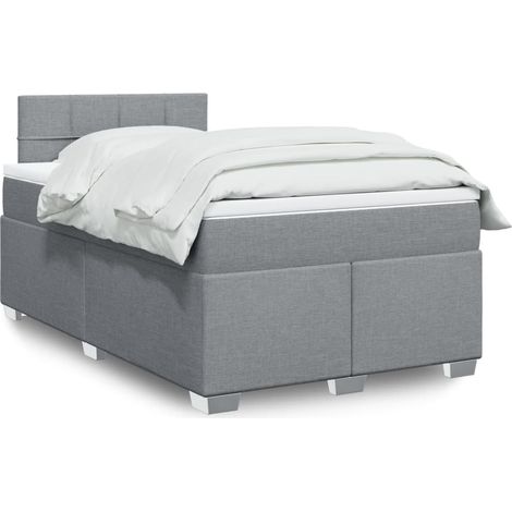 Boxspringbett mit Matratze Hellgrau 120x200 cm Stoff