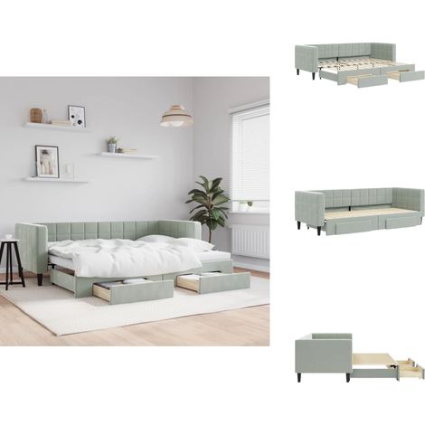 Lit de jour avec gigogne et tiroirs sans matelas 80x200 cm - Canapé Convertible - Lit Gigogne - Meuble Multifonctionnel - Lit D'appoint - Design Moderne (1/5)