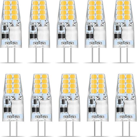 Ampoule LED G4 blanc chaud, lot de 10, 12 V, 3 W, blanc chaud 3000 K, 16 LED SMD 2835, remplace une ampoule halogène de 35 W, sans scintillement, 350 lumens, angle de diffusion de 360°. (1/5)