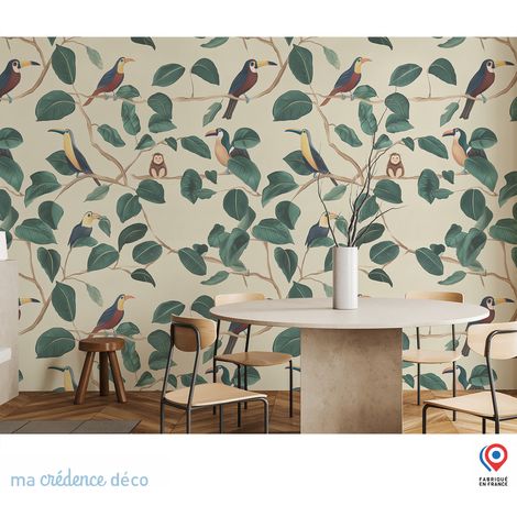 Papier peint : Arbre et léopards - Intissé - L.200 x H.280 cm - Marron clair (1/3)
