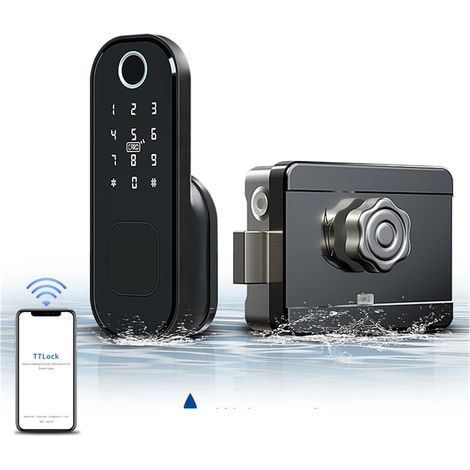 Serrure de porte intelligente Serrure intelligente étanche for porte extérieure sans clé électrique jante Wifi Double face lecteur d'empreintes digitales serrure avec Ttlock App ( Color : Single side (1/5)