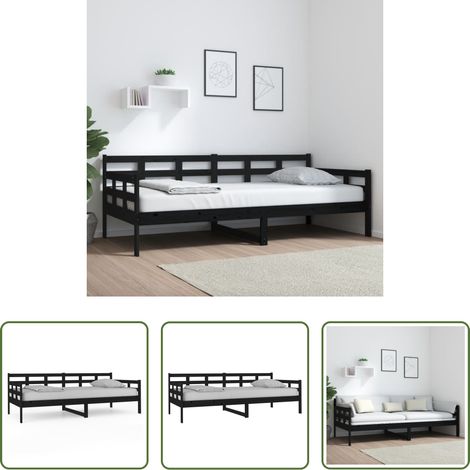 vidaXL Holzsofa -  Tagesbett Schwarz Massivholz Kiefer 90x200 cm