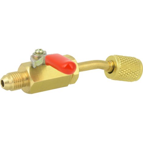 1/4-Zoll-Kugelhahn aus Messing mit manuellem Absperrventil für Kälteanlagen R12/R134A/R410A (rot) (1/5)