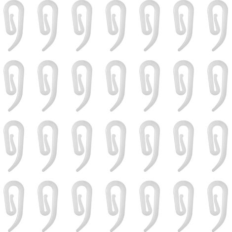 100 ganchos de plástico blanco para cortinas - para riel, ventana, puerta y ducha (1/5)